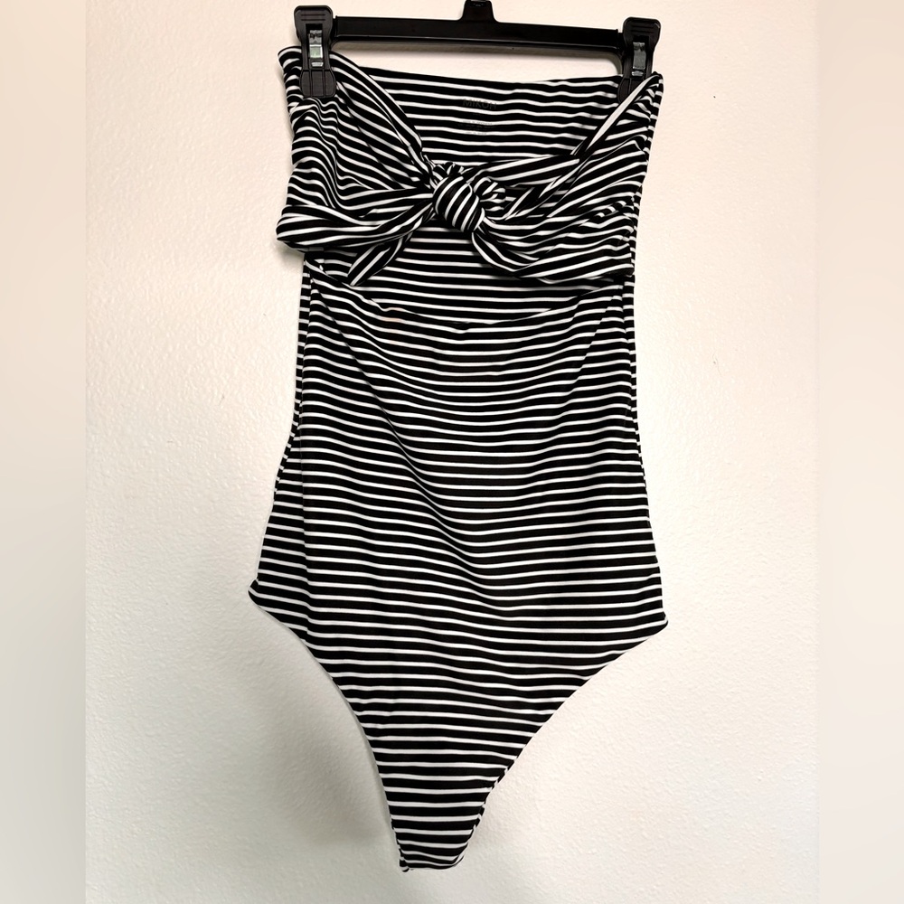 Mikoh Swimwear one piece- Lana size small striped black and white